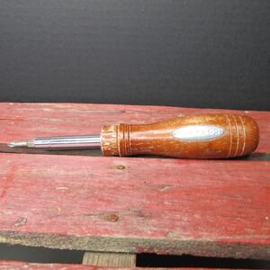 Menards Multi-Bit Screwdriver Vintage Wood Handle Phillips Slotted Tool
